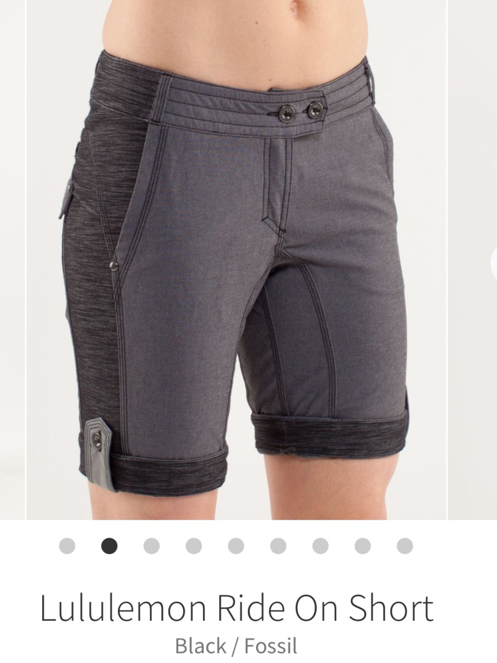 Lululemon Ride On Short Black / Fossil Roll-Cuff Shorts - size 8